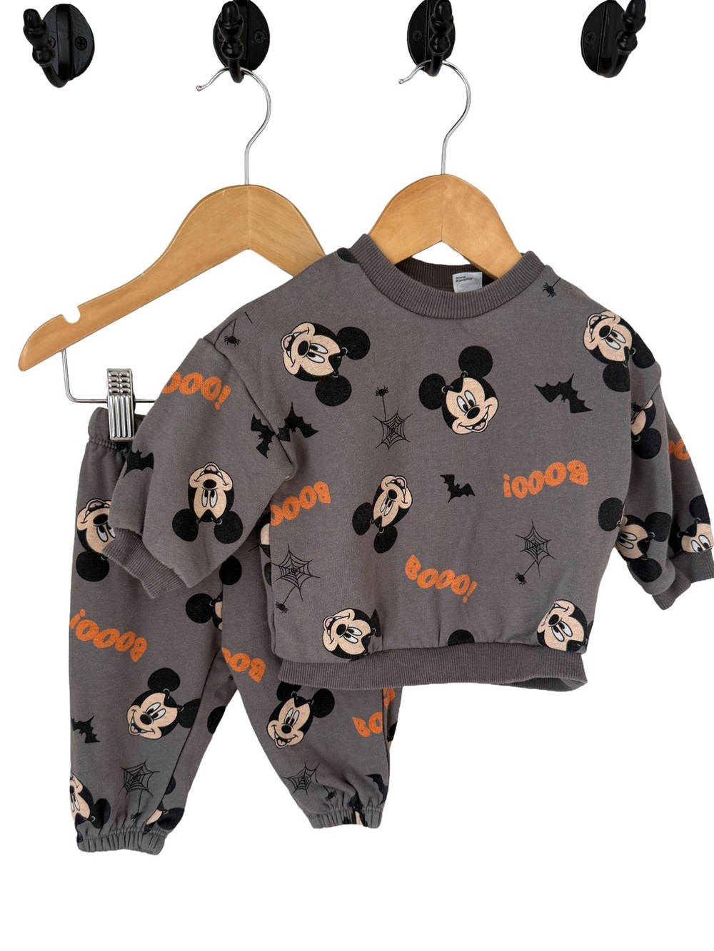 H&M Disney Gray Mickey Mouse Halloween Crewneck Set 6M